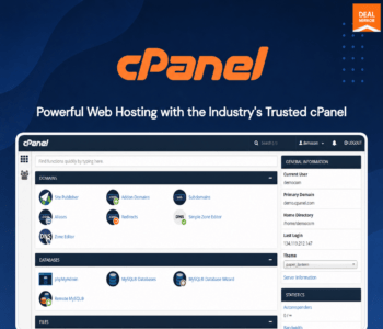 lifetime cPanel web hosting dashboard with unlimited website hosting, NVMe storage, and LiteSpeed servers