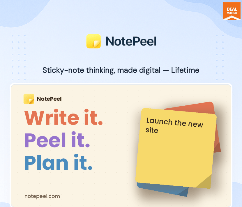 NotePeel Pro instant idea capture with digital sticky notes for visual note-taking
