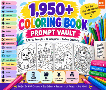 1,950+ AI Coloring Book Prompt Vault
