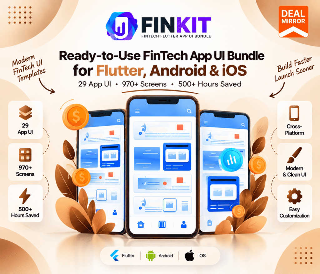 Finkit FinTech Flutter app templates with ready-made mobile screens