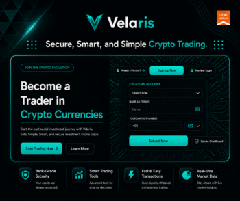 Velaris crypto portfolio dashboard with real-time market insights, digital asset tracking, and advanced analytics tools