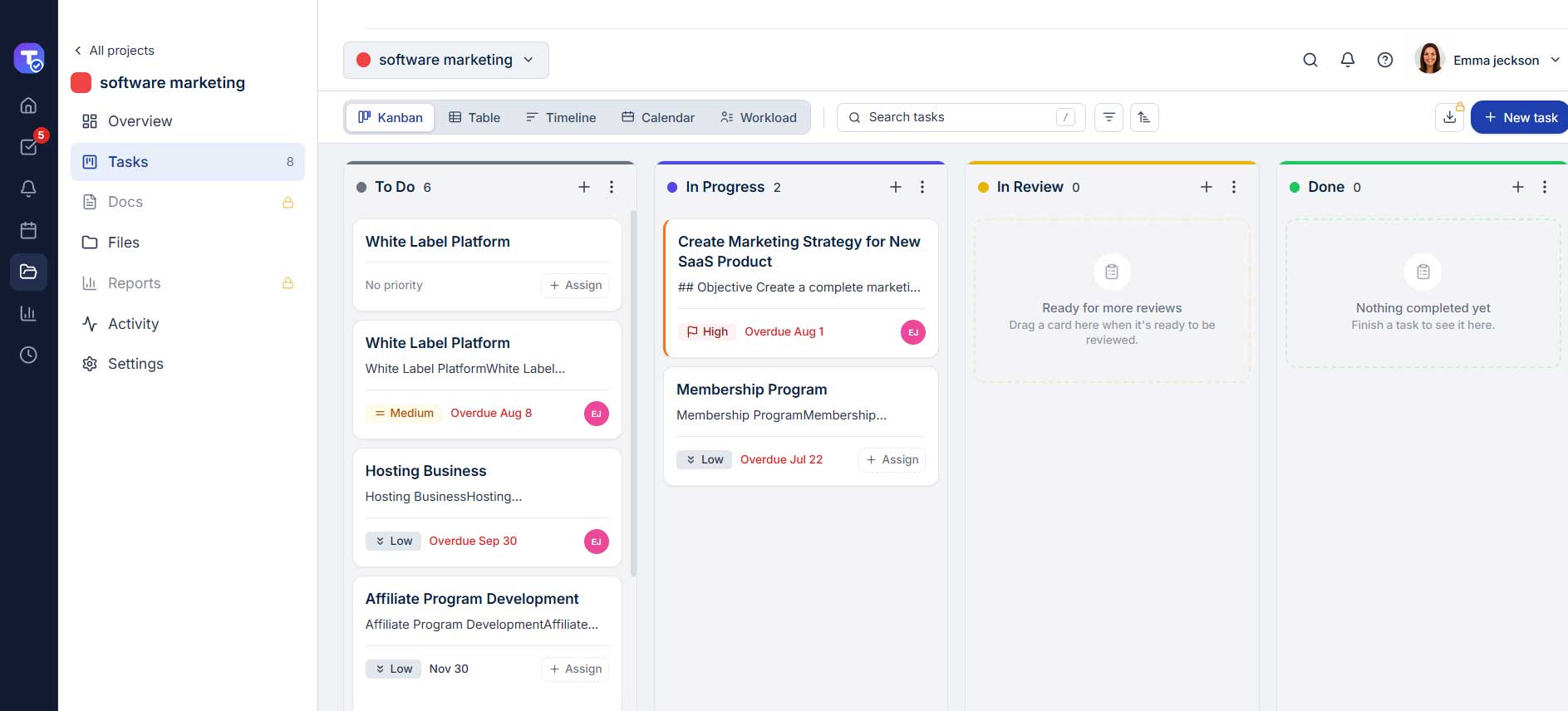 Taskeniya task dependencies and recurring task management features