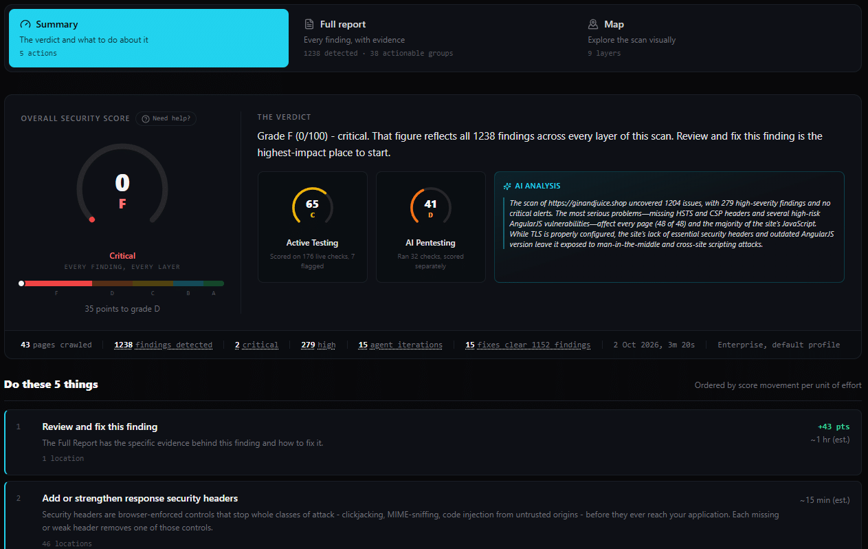 Decloak website vulnerability scan report