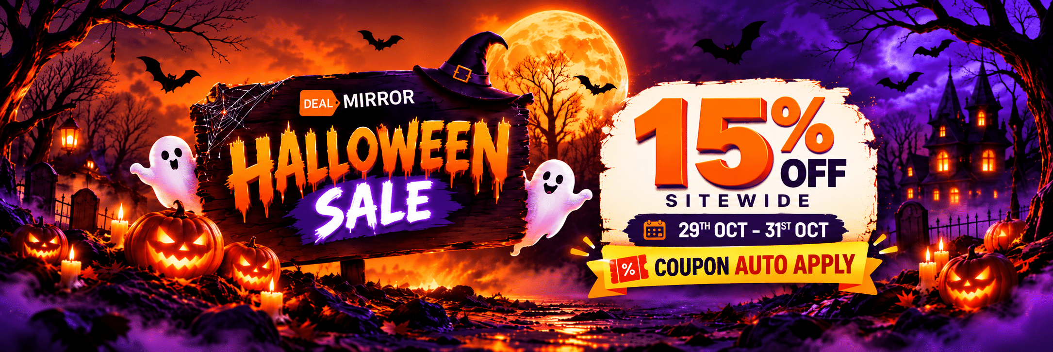 DealMirror Halloween Sale: 20% off sitewide, 29 to 31 October